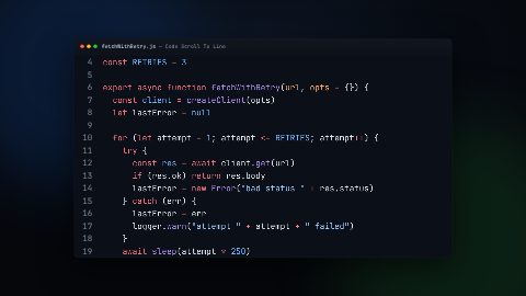 Code Scroll To Line: a frame of the template